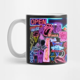 neon sign collage Mug